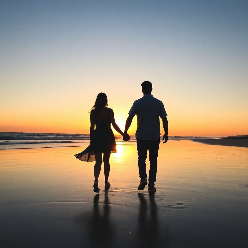 Romantic Beach Sunset Walk