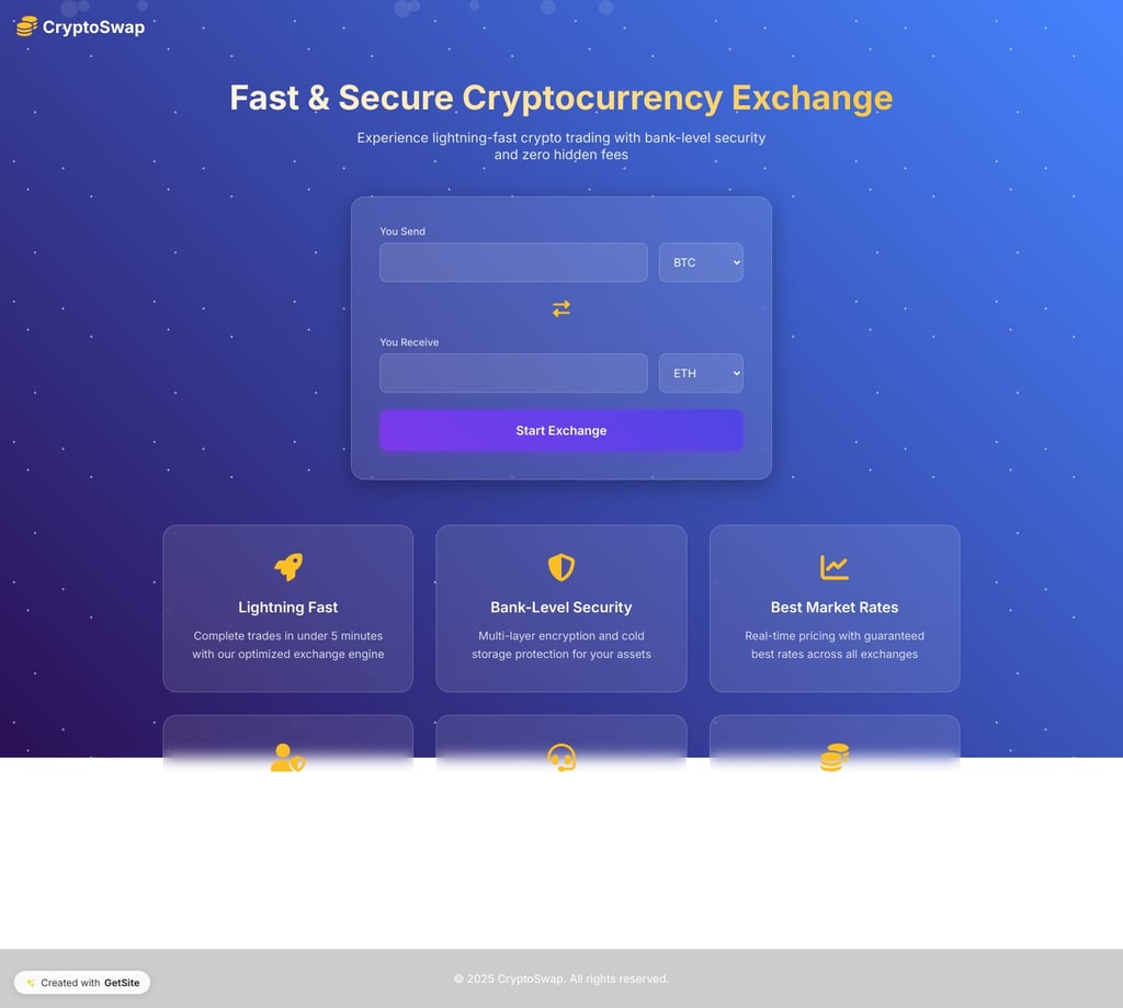 CryptoSwap - Fast & Secure Cryptocurrency Exchange
