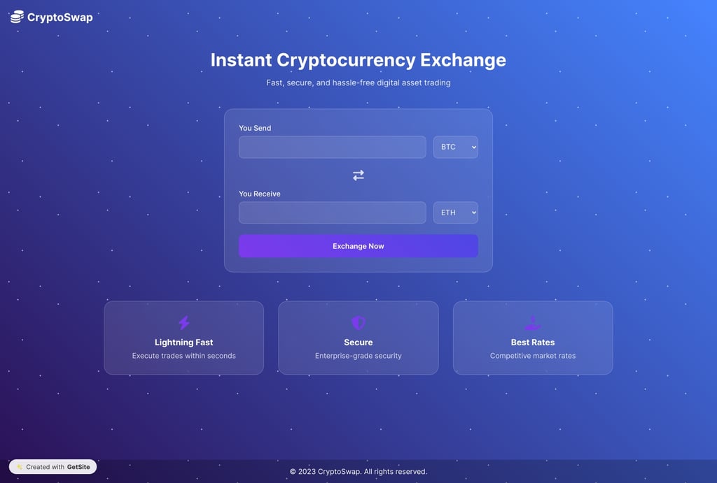 CryptoSwap - Fast & Secure Cryptocurrency Exchange