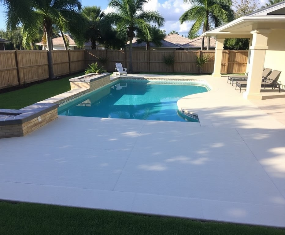 Modern and safe concrete pool deck installation by licensed Fort Lauderdale contractors, perfect for Broward County's sunny weather and outdoor lifestyle