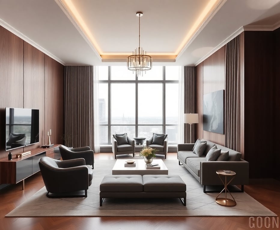 Elegant penthouse interior with custom detailing and luxury finishes