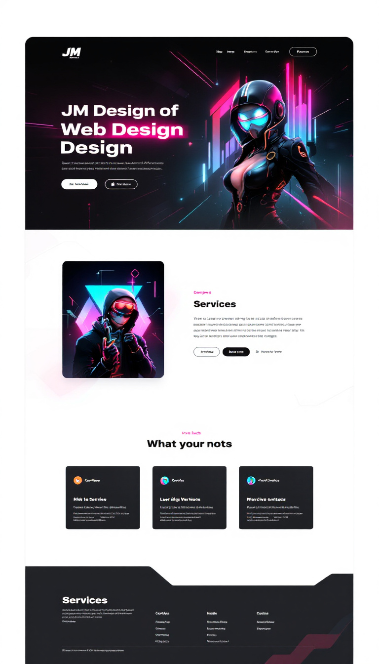 Futuristic Cyberpunk Landing Page for JM Design