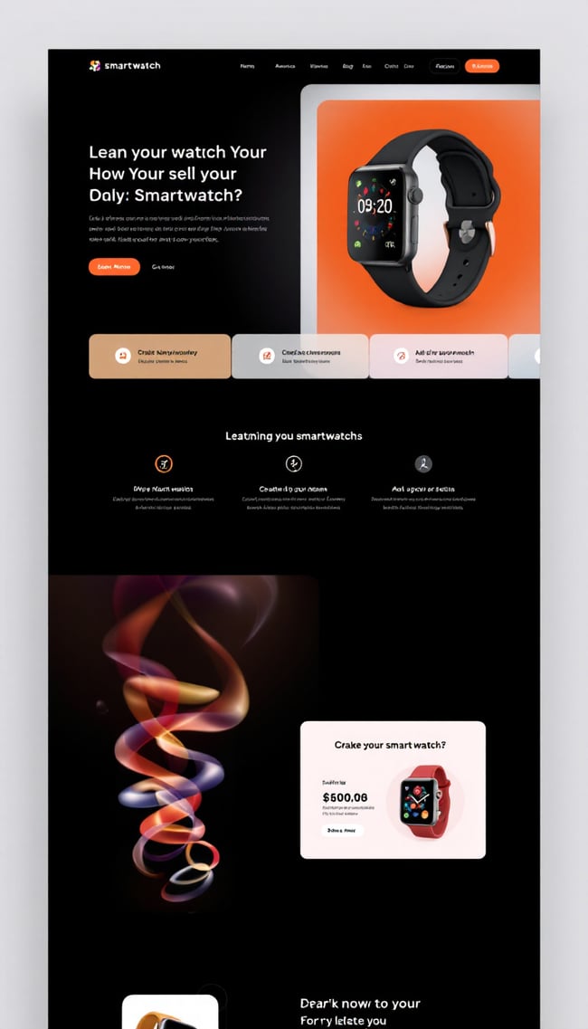 Sleek Dark Mode Smartwatch Launch Page