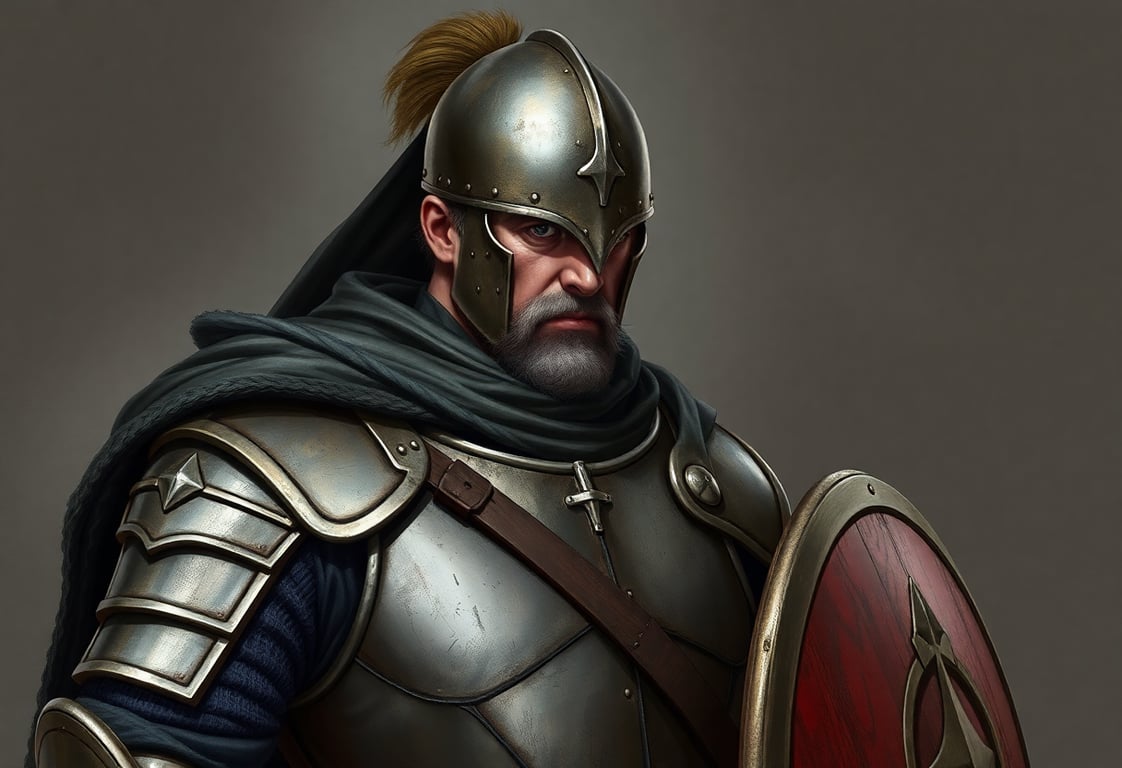 Personnage guerrier médiéval avec armure détaillée