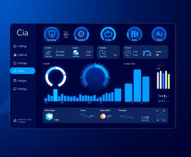 Dashboard de IA em Azul 3D