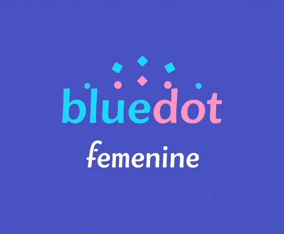 Bluedot and Feminine Touch Radio merged logo with blue and pink elements