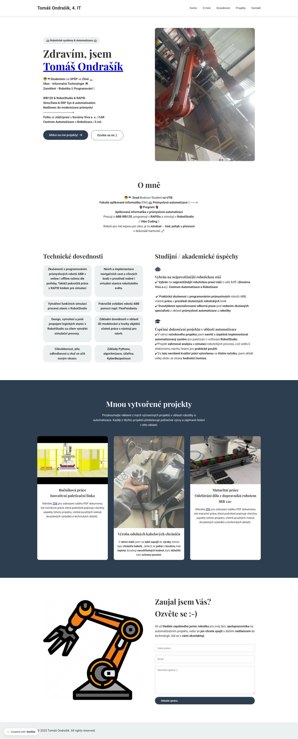 Tomáš Ondrašík - Osobní Představení a Portfolio