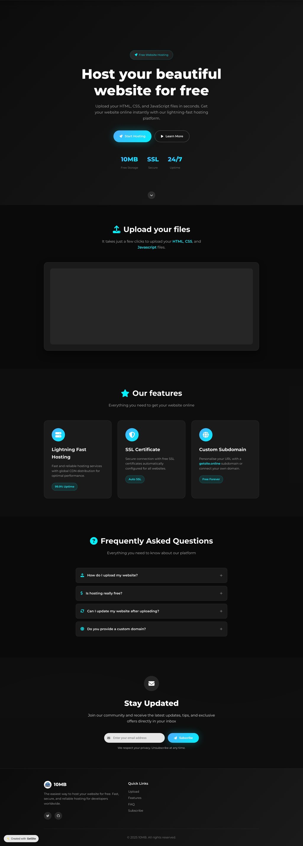 Host Your Website for Free with 10MB