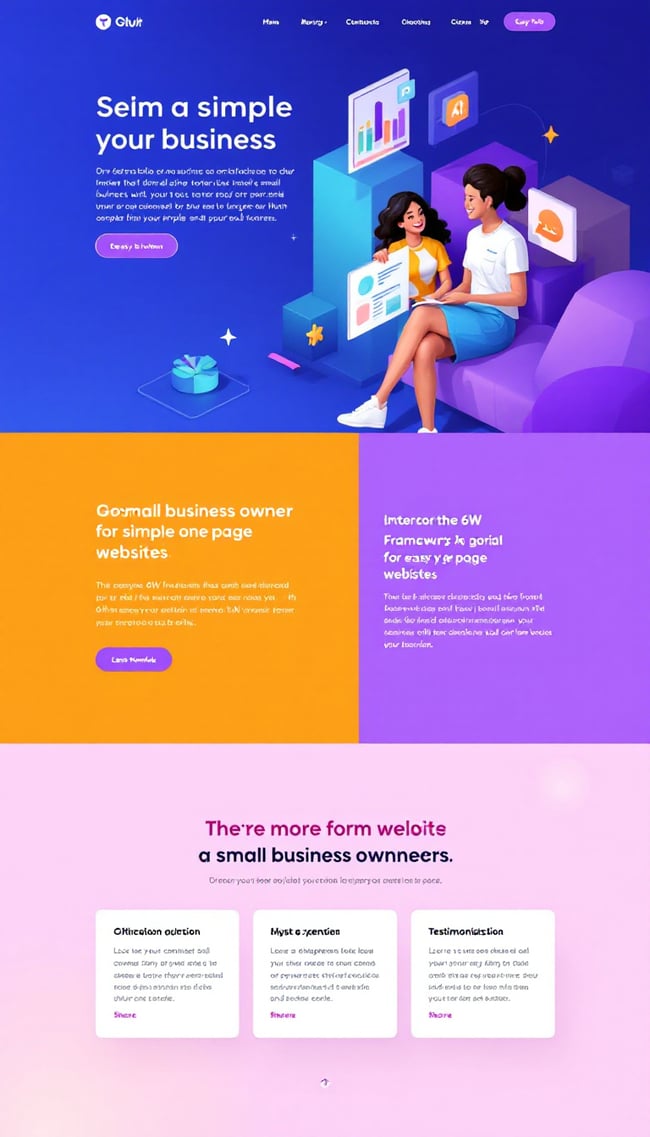 Vibrant One-Page Website Design for Small Businesses