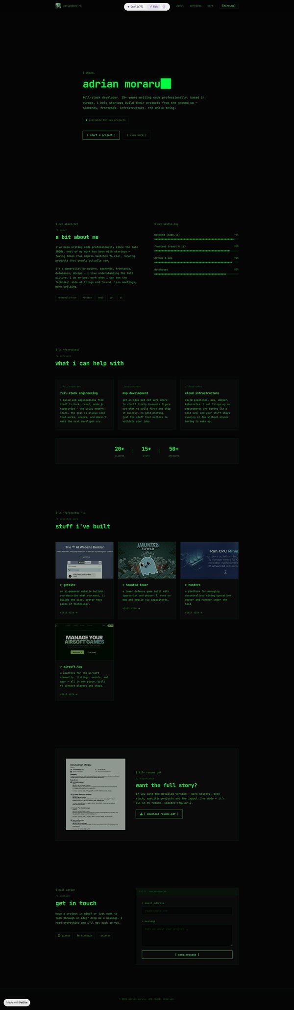 Adrian Moraru - Full Stack Developer (available for work)