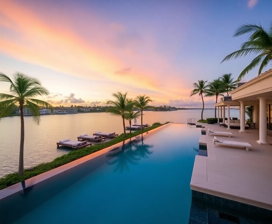 Stunning waterfront mansion with infinity pool and private dock