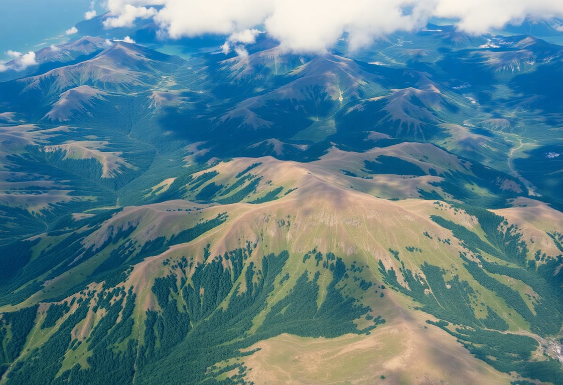 Aerial photography of a mountain landscape