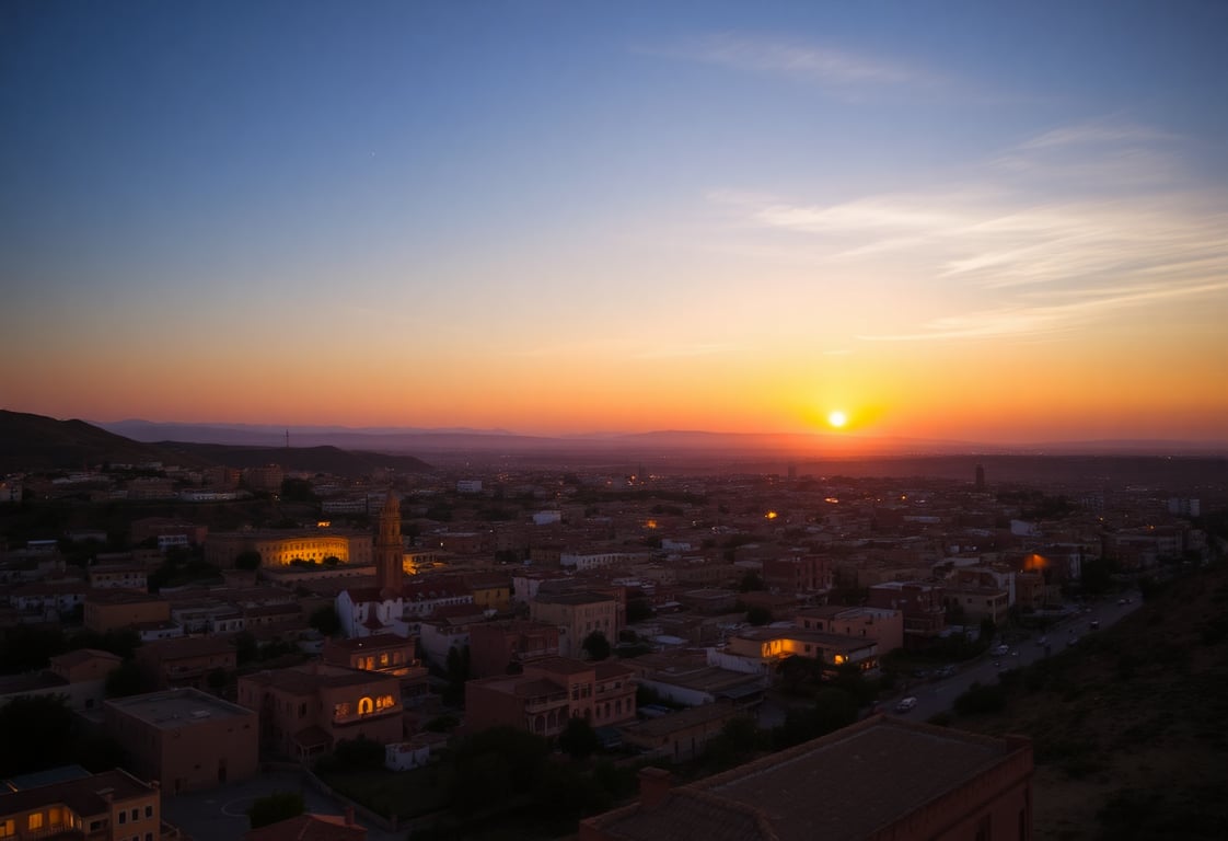 Vue panoramique de la Kasbah d'Agadir au coucher du soleil