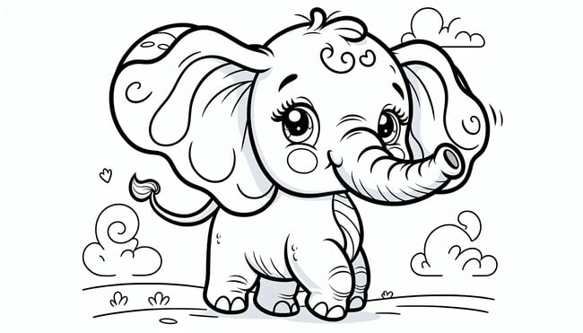 Adorable Elephant Coloring Fun