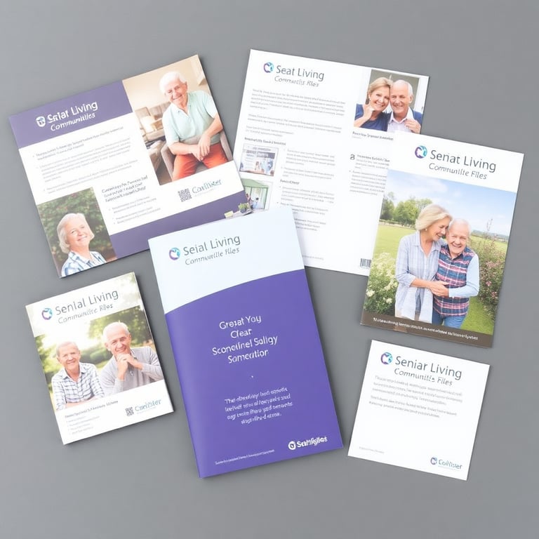 Printed brochures, direct mail pieces and marketing materials for senior living communities