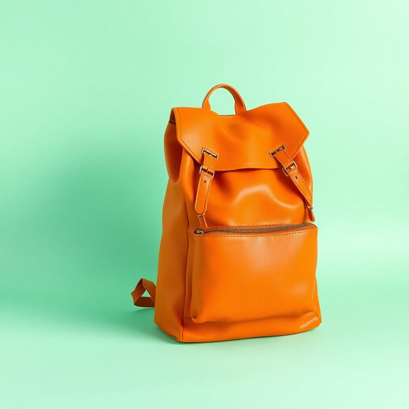 Mint Green & Orange Leather Backpack