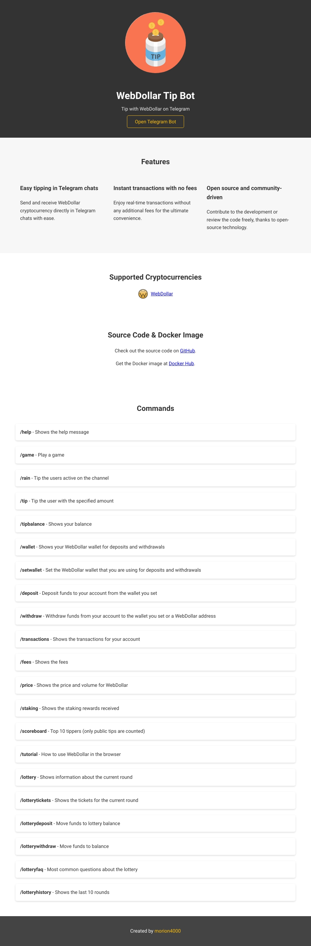 WebDollar Tip Bot
