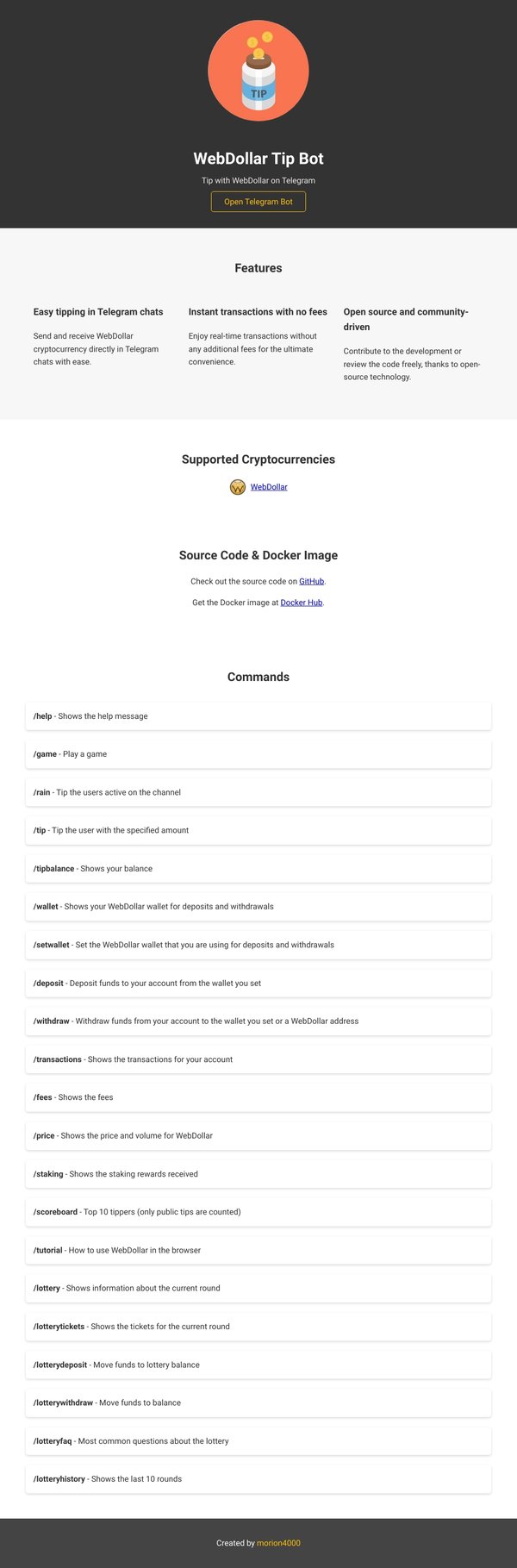 WebDollar Tip Bot