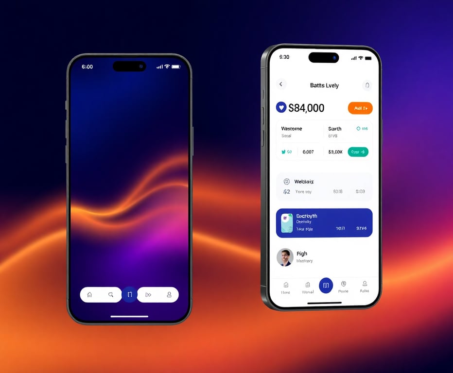 Mobile banking application interface with modern UI/UX design