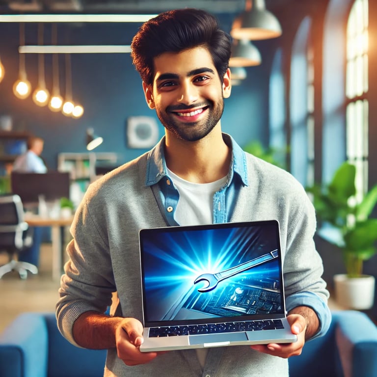 Technician installing new hardware components in a laptop for performance upgrade