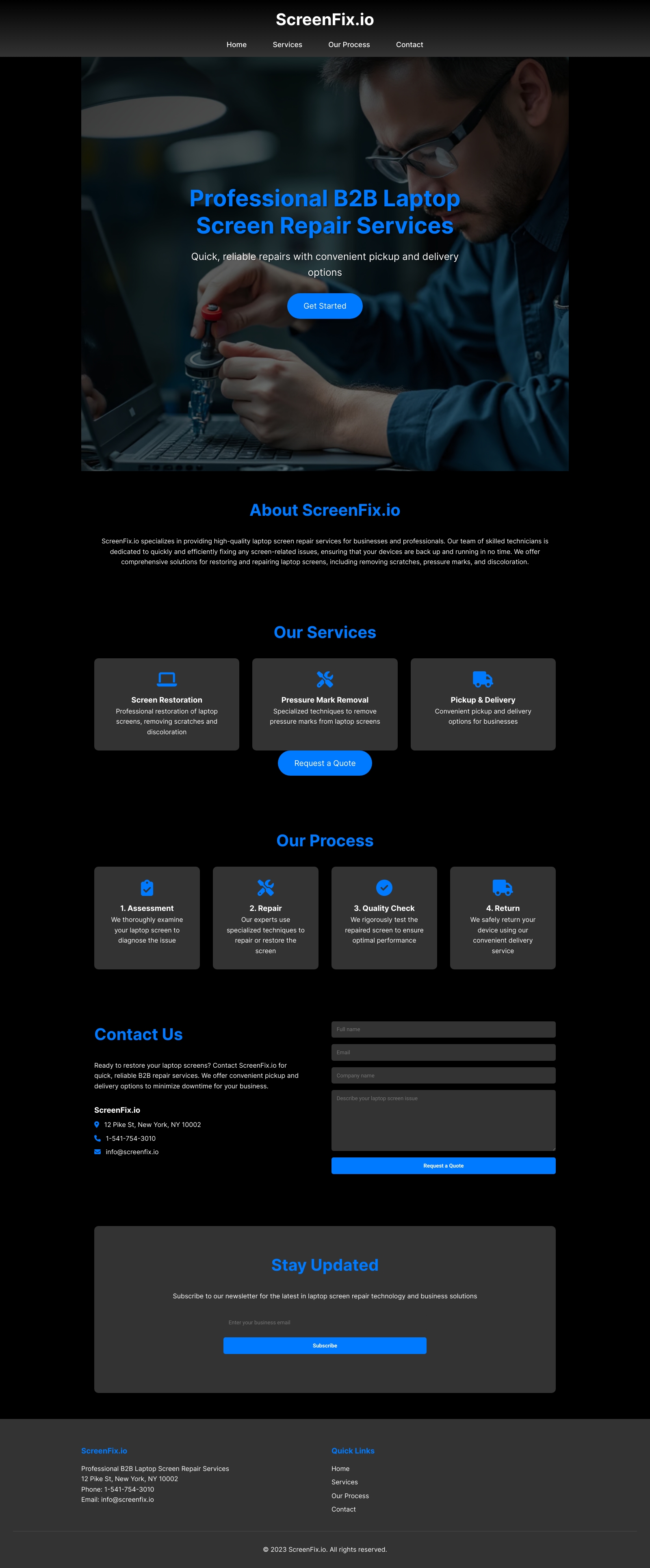 ScreenFix.io - Professional B2B Laptop Screen Repair Services