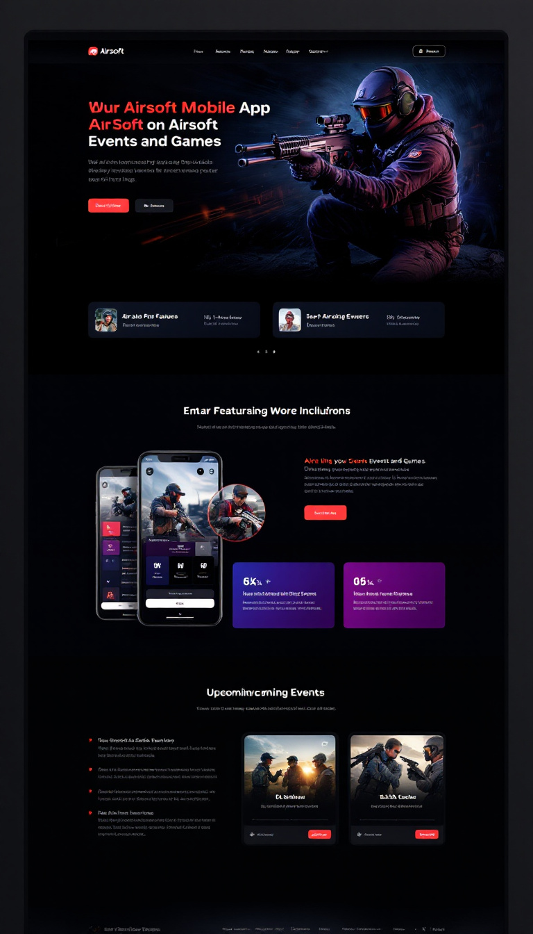 Airsoft Events Mobile App Landing Page