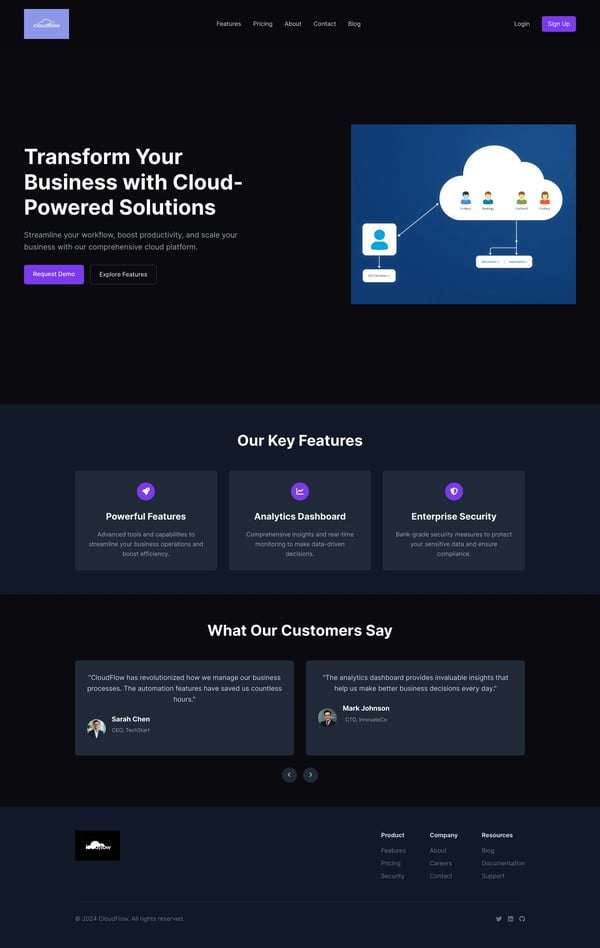 CloudFlow - Modern SaaS Solution