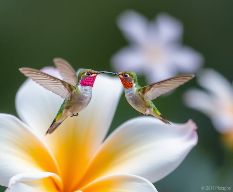 Colibrí en Acción frente a Flor