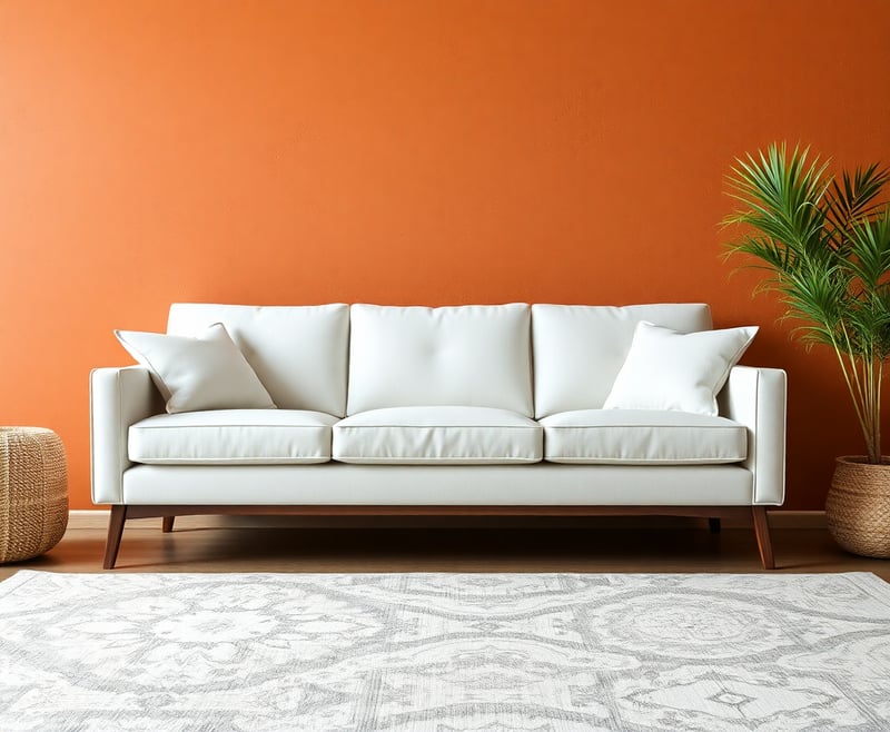 White Sofa on Terracotta Wall