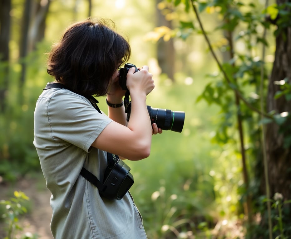 Nature photographer in outdoor setting