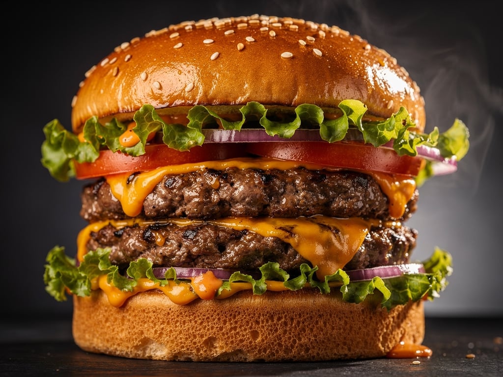 Juicy gourmet double cheeseburger