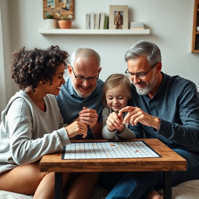 Family enjoying quality time solving riddles together