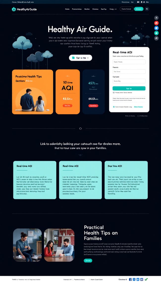 Dark Themed Healthy Air Guide Website Mockup