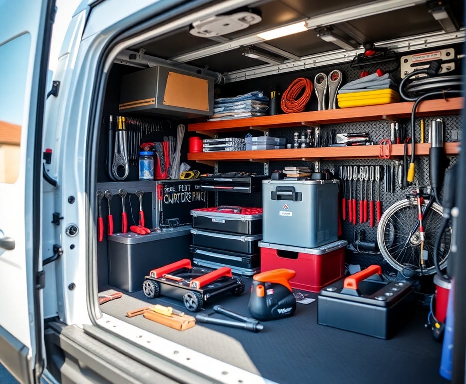 Mobile service van equipped with professional tools and parts for on-site repairs