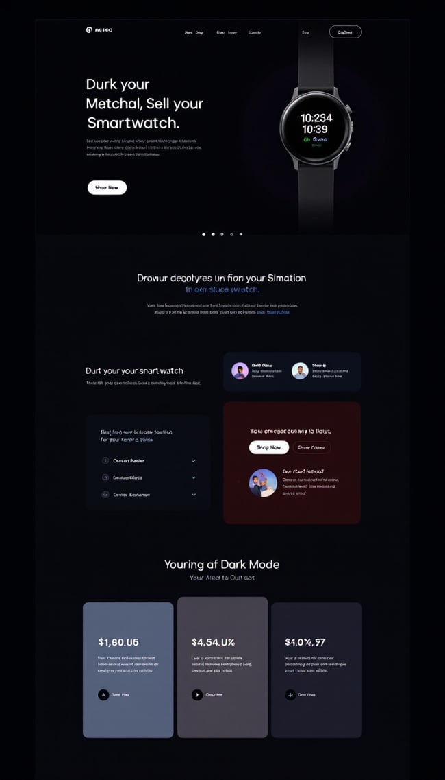 Modern Dark Mode Smartwatch Landing Page