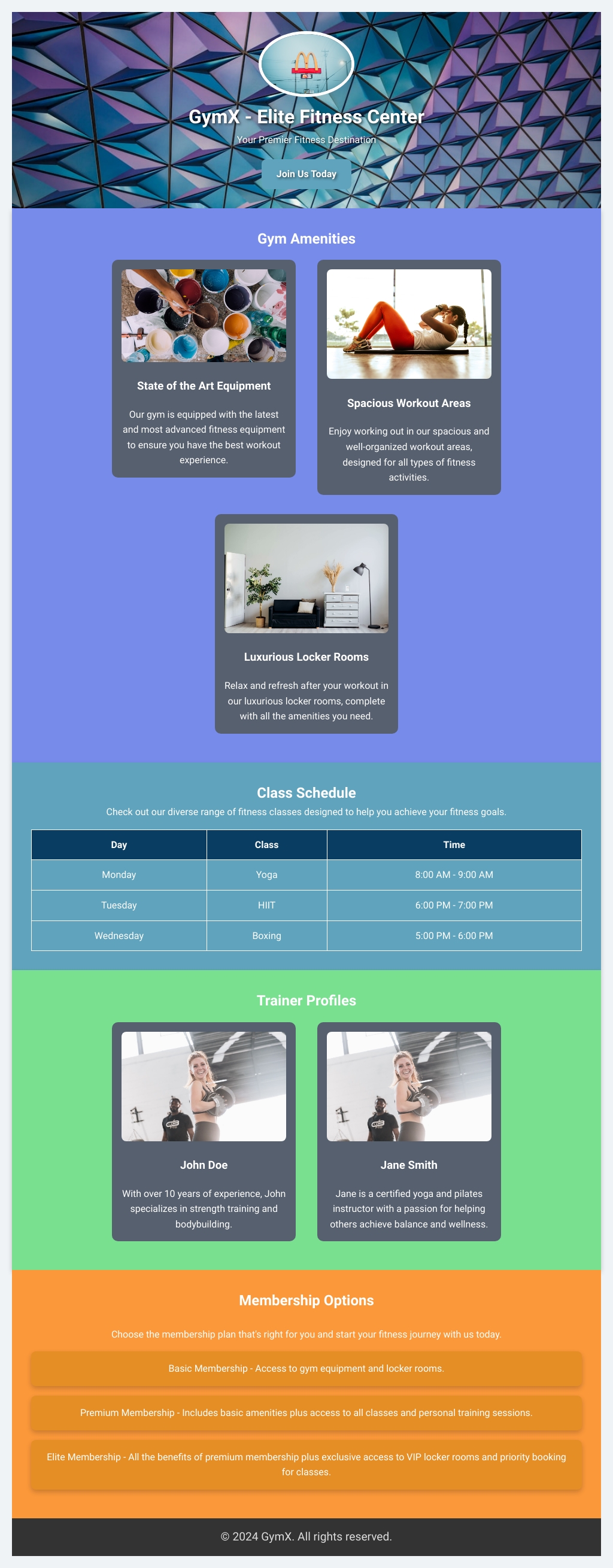 GymX - Elite Fitness Center