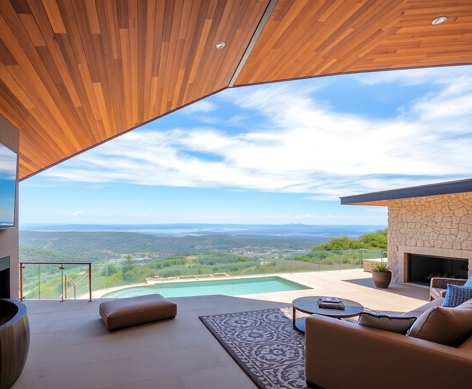Contemporary hillside estate with panoramic views and luxury amenities