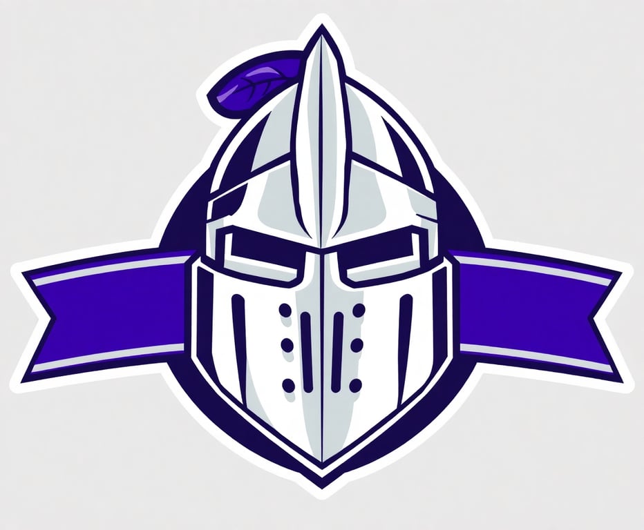 Knights team logo featuring a knight helmet in silver and purple