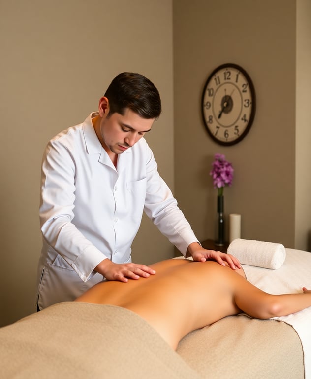 Professional spa massage therapy demonstrating wellness treatments