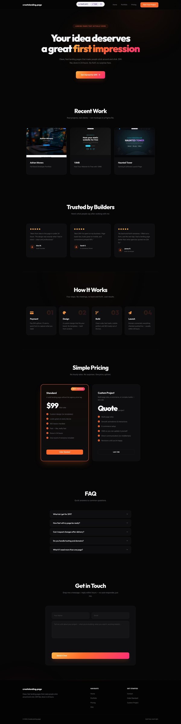 Custom Landing Pages in 24 Hours for $99 Flat Rate