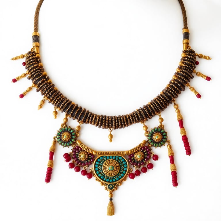 Collier double traditionnel africain en or