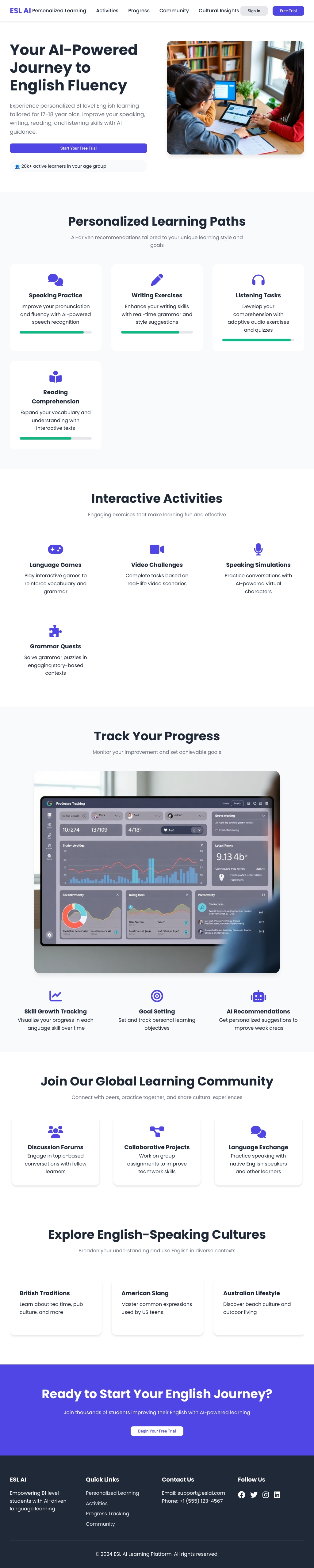 ESL AI Learning Platform for B1 Level Students