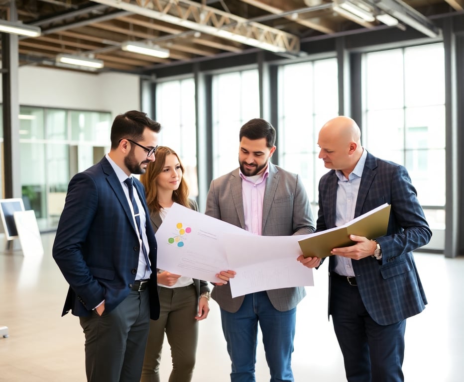 Group of professionals working together on business planning