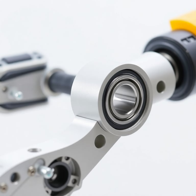 Robot arm joint assembly with ball bearings and flexible movement