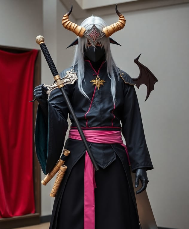 Demon slayer anime cosplay uniform with weapon props