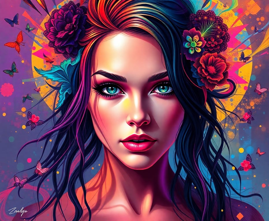 Digital artist creating vibrant artwork