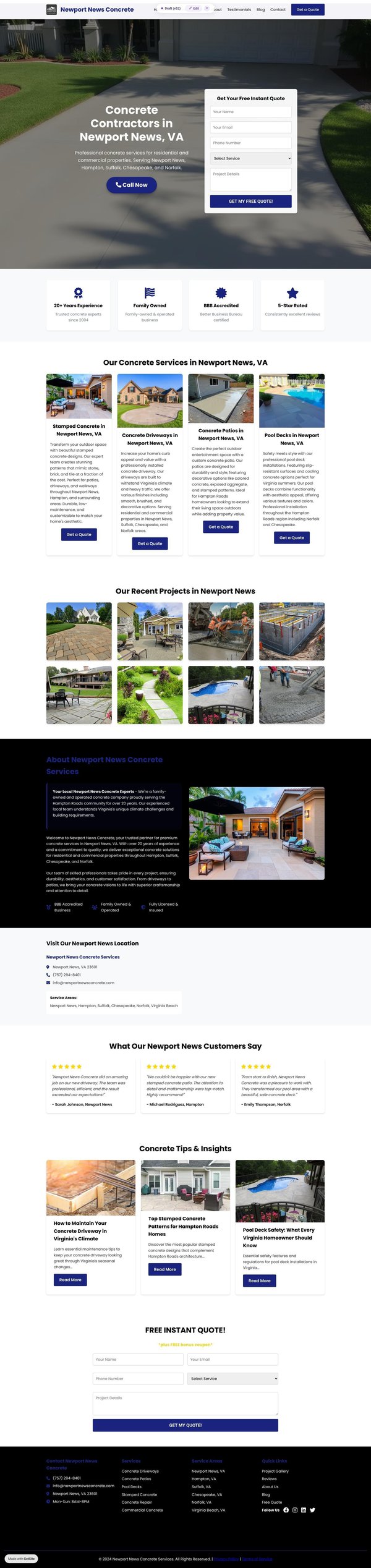 Newport News Concrete Services | Expert Solutions & Free Quotes