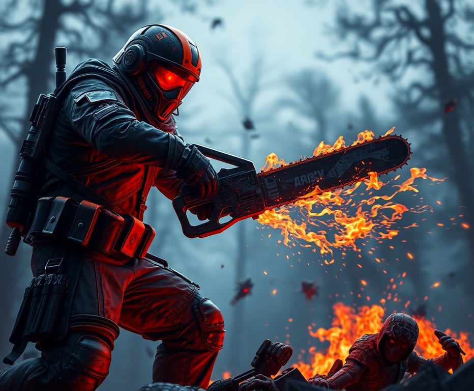 Arknights operator Blaze with chainsaw