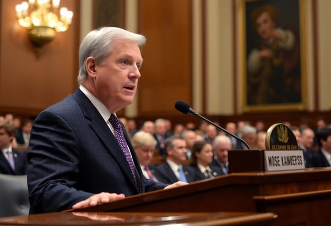 Senator Addressing Senate Hearing