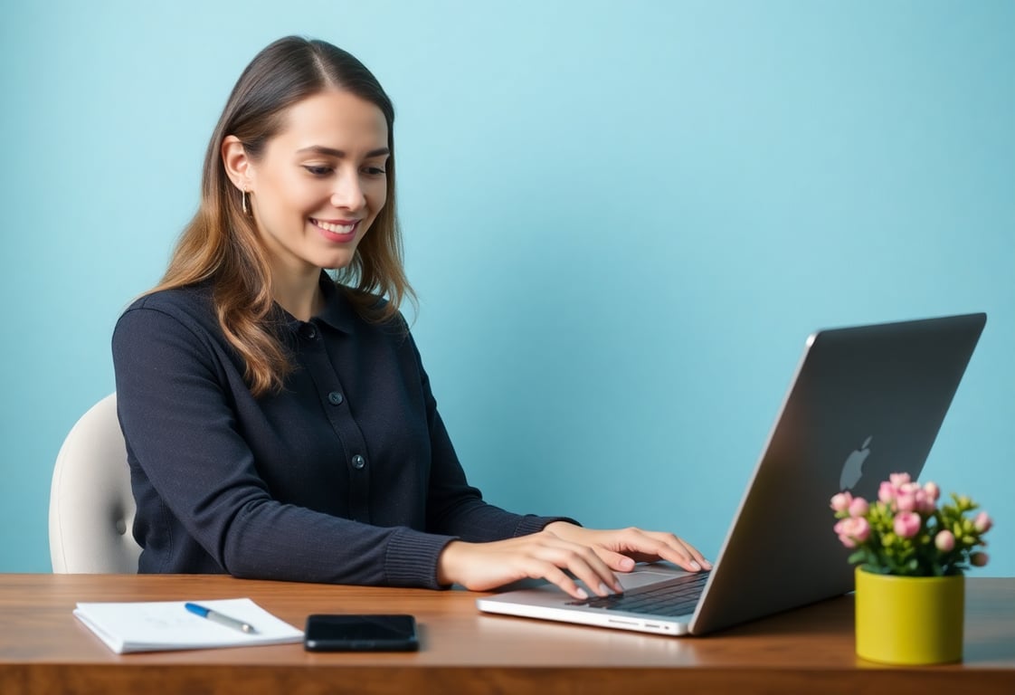 Mom managing social media accounts for side hustle income
